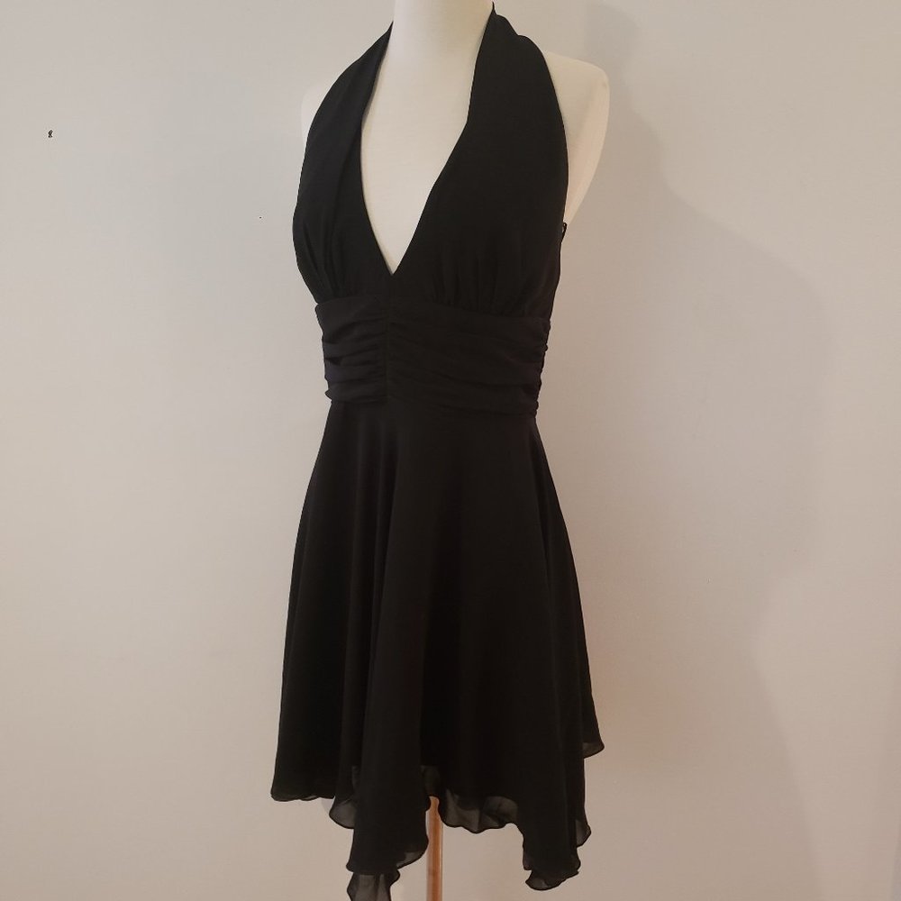 ABS Evening Black Marylin Style Halter Dress